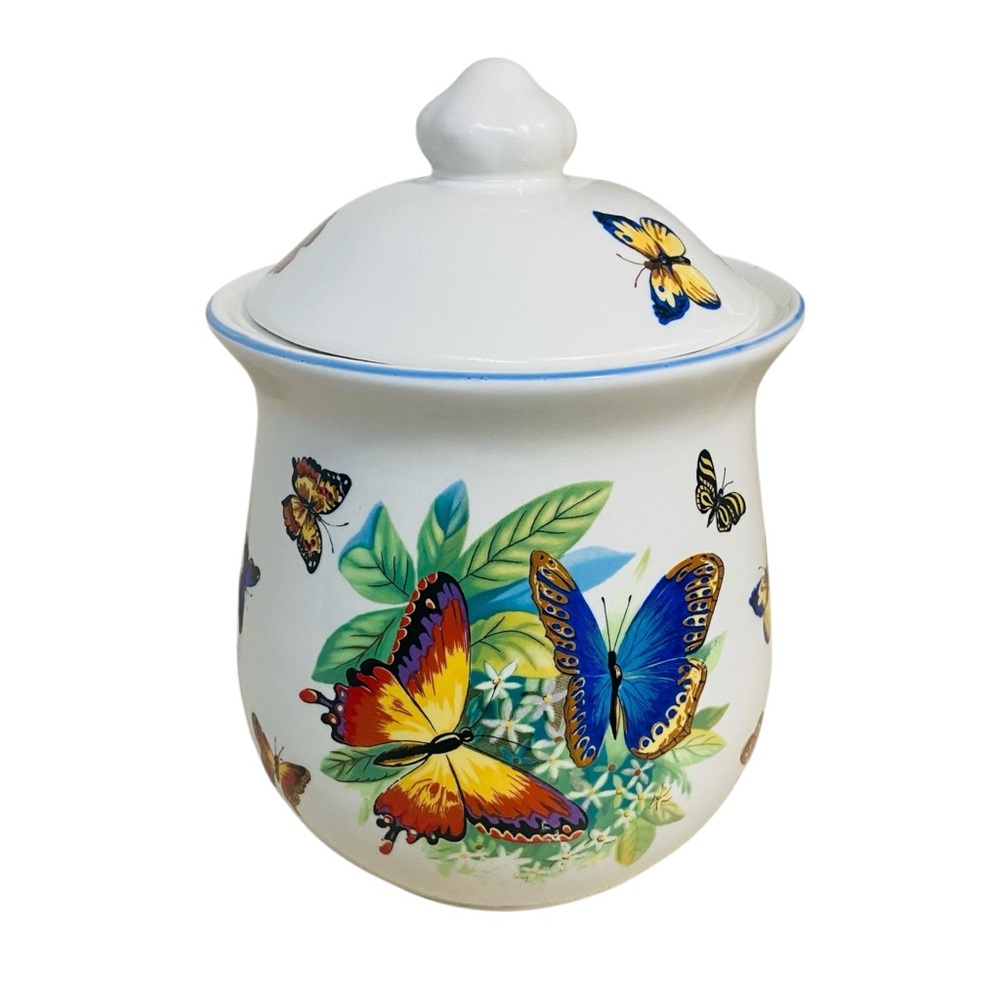 Butterflies by Tabletops Unlimited Large Canister with Lid